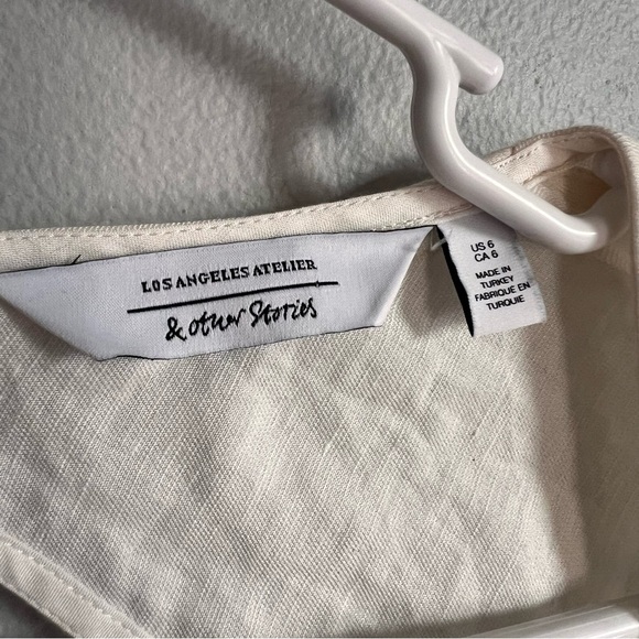 AND OTHER STORIES White Hudson Linen Blend Top 6 - Picture 3 of 9